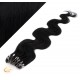 60cm Wellige Micro ring/easy loop haare REMY – schwarz